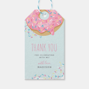 Bright Rosa Doughnut Sprinkle Birthday Tack Presentetikett
