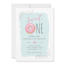 Bright Rosa Doughnut Sprinkle Sweet 1st Birthday