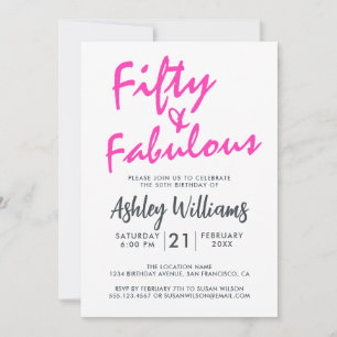 Bright Rosa femty Fabulous   50:e Födelsedagsfeste Inbjudningar