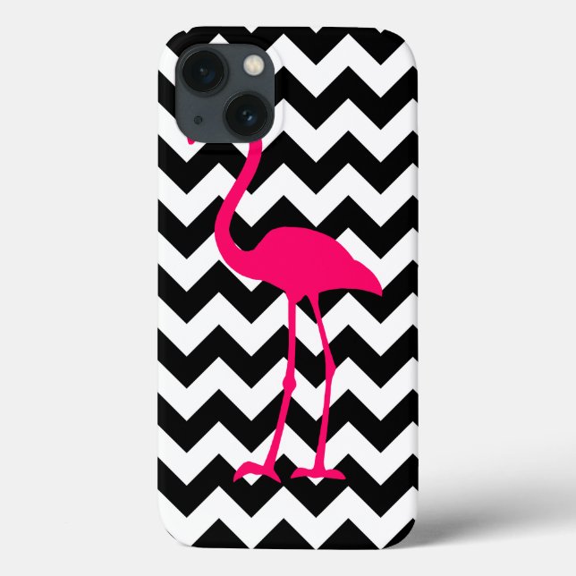 Bright Rosa Flamingo Black and White Zigzag (Baksida)