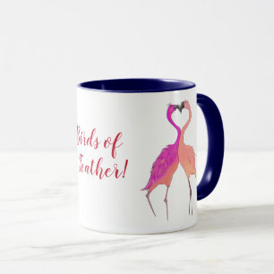 Bright Rosa Flamingos i Love birds på en ludd Mugg