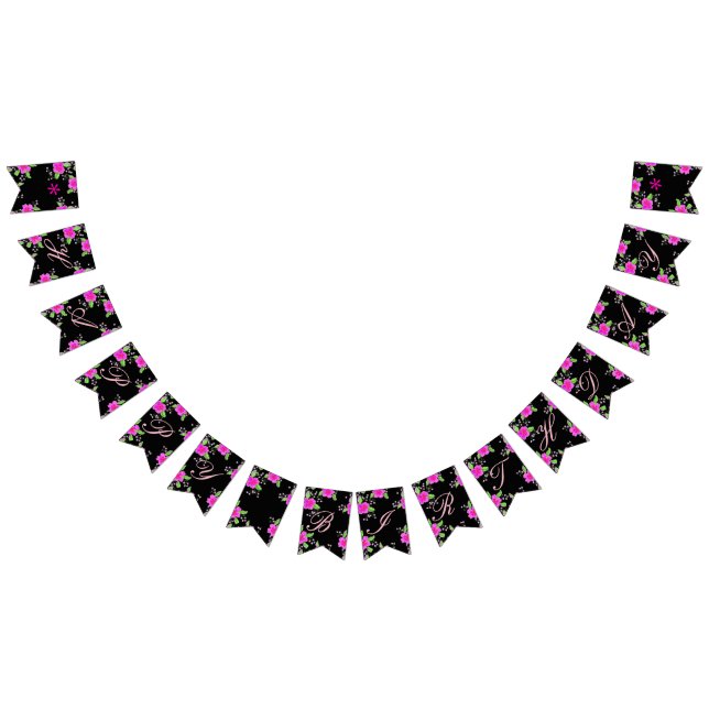 Bright Rosa Flowved Vimplar (Alla)