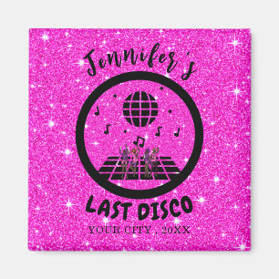 Bright Rosa glitter Disco Bachelorette Party Magnet