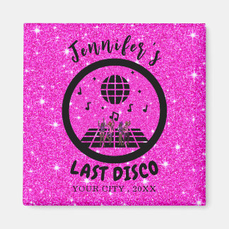 Bright Rosa glitter Disco Bachelorette Party Magnet