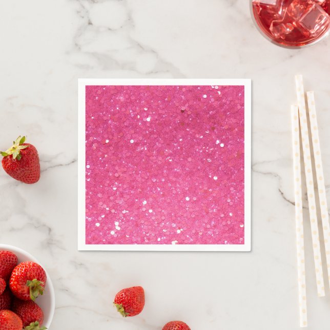 Bright Rosa Glitter Pappersservett (Insitu)