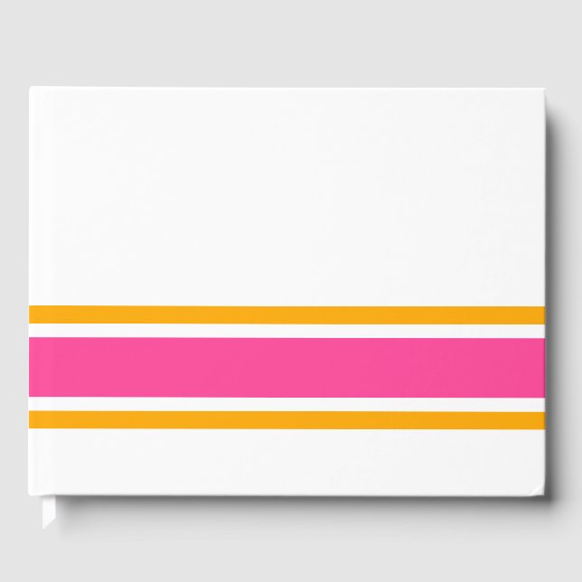 Bright Rosa Gult Kant Tävla Rand på vit Gästböcker (Framsida)