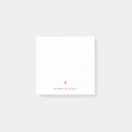 Bright Rosa Heart och Namn Post-it Block