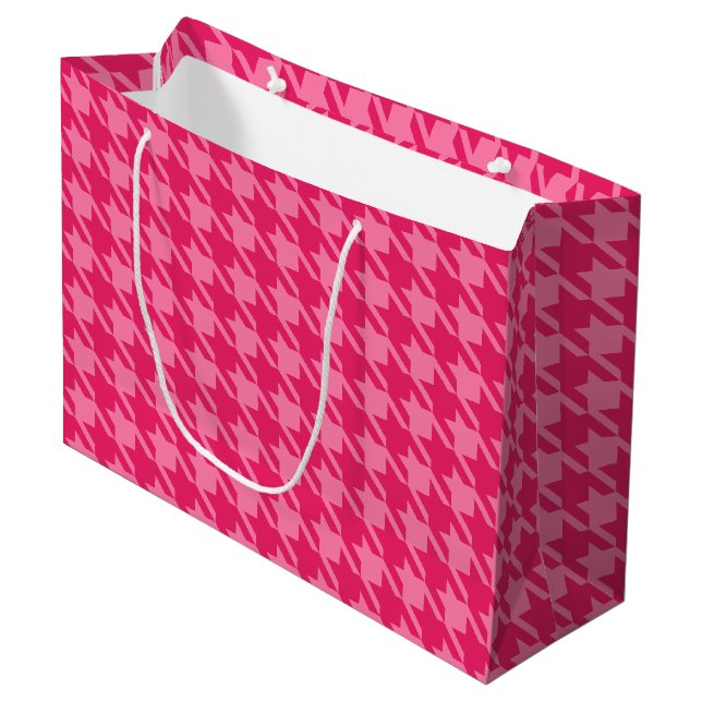 Bright Rosa Houndstooth Gift Bag (Framsidan Vinklad)