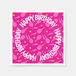 Bright rosa I kärlek tennis, Grattis på födelsedag Pappersservett