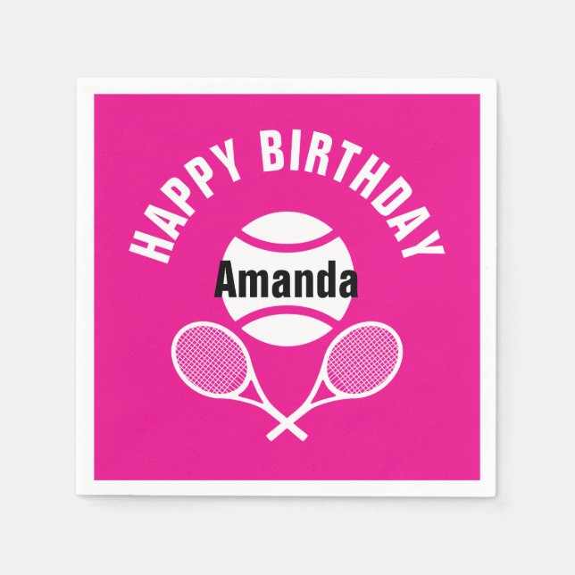 Bright rosa I kärlek tennis Pappersservett (Framsidan)