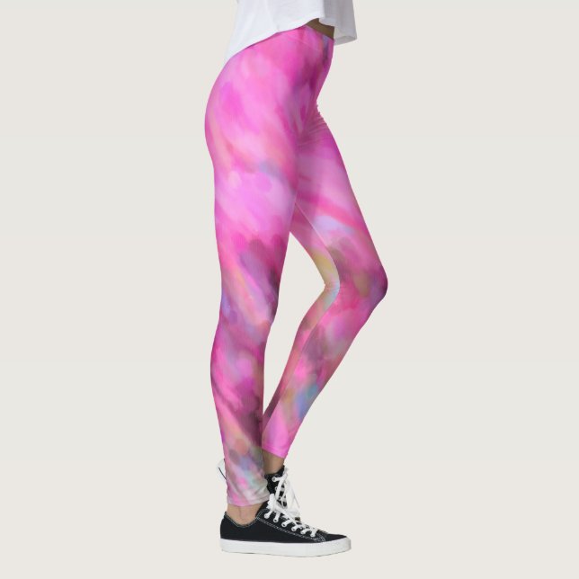 Bright Rosa Impressionist Art Leggings (Höger)