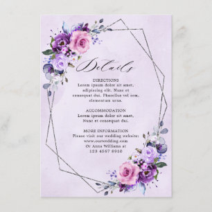 Bright Rosa Lilac Lila Shades Flowers Bröllop Tilläggskort