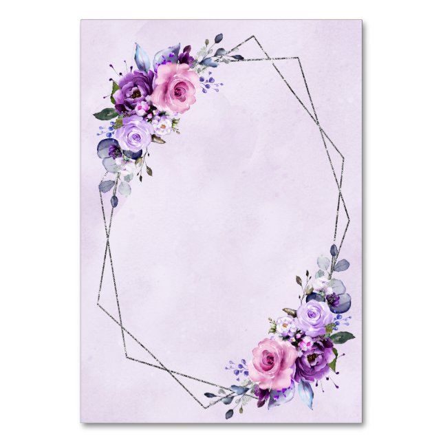 Bright Rosa Lilac Lila Shades Watercolor Flowers Bordsnummer (Framsidan)