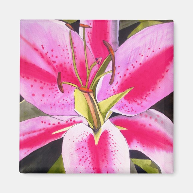 Bright rosa lily Tenerife Blomart magnet (Framsidan)