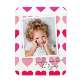 Bright Rosa lyssnar på Photo Valentine Day Helgdag Magnet