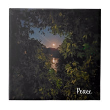 Bright rosa måne glöd över lugn vatten