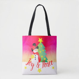 Bright Rosa med Snögubbe Tygkasse