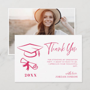 Bright Rosa Minimalist Modern Studenten Photo Tack Kort