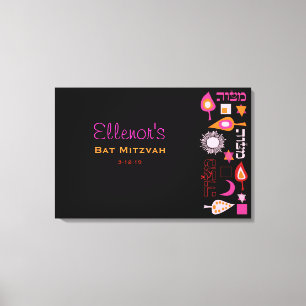 BRIGHT ROSA MITZVAH Fladdermus Pub Mitzvah Sign In Canvastryck