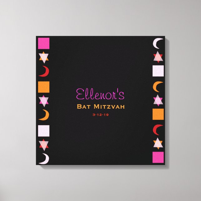 BRIGHT ROSA MITZVAH Fladdermus Pub Mitzvah Sign In Canvastryck (Framsida)