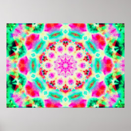 Bright Rosa och Grönt Mandala Poster