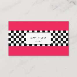Bright rosa och schackbräde visitkort