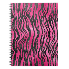 Bright Rosa och svart Glam Animal Print Anteckningsbok