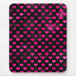 Bright Rosa och svart Glam Hearts Mönster Musmatta