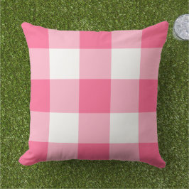 Bright Rosa och White Gingham Play Mönster Kudde