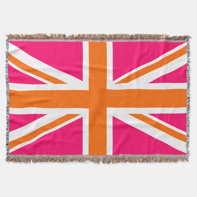 Bright Rosa Orange and White Union Jack Mysfilt (Framsidan)