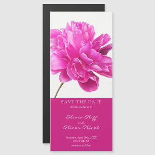 Bright Rosa Peony Bröllop spara datum Magnetic