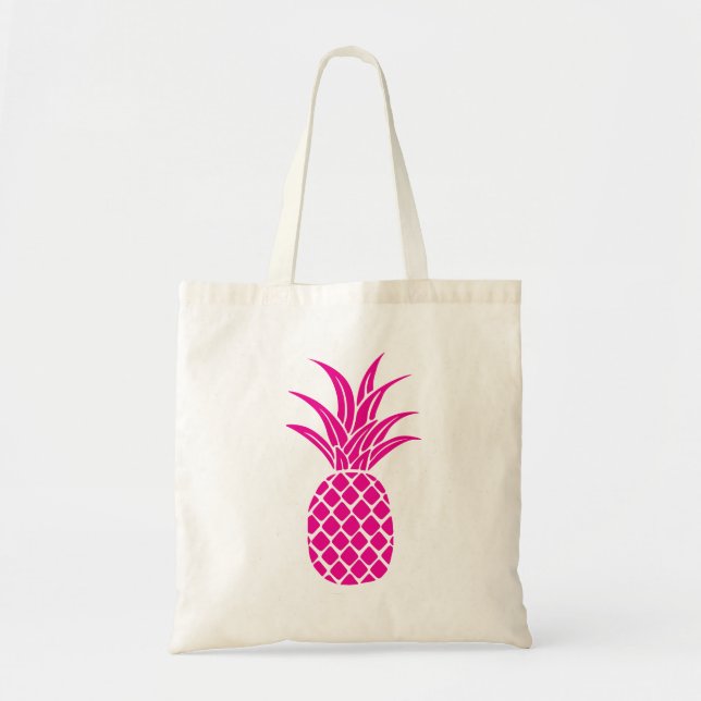 Bright Rosa Pineapple Tote Tygkasse (Framsidan)
