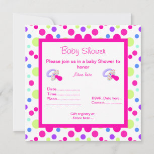 BRIGHT ROSA POLKA DOT BABY SHOWER-INBJUDAN INBJUDNINGAR