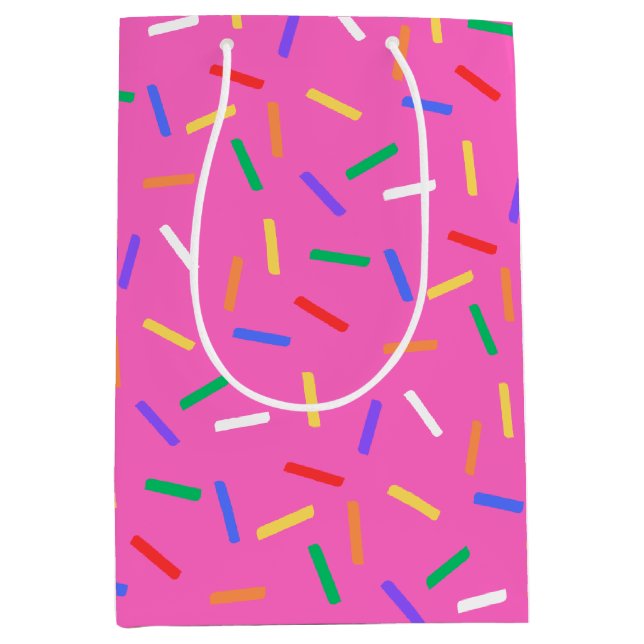Bright Rosa Rainbow Sprinkles Tack Gift-säck (Framsidan)