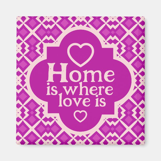 Bright Rosa Retro-Inspired Houseuppvärmning Magnet (Framsidan)