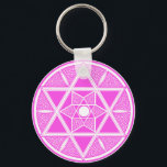 Bright Rosa Star of David Nyckelring<br><div class="desc">Roligt rosa Star of David design.</div>