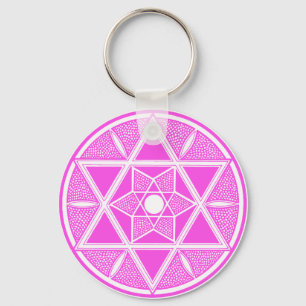 Bright Rosa Star of David Nyckelring