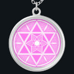 Bright Rosa Star of David Silverpläterat Halsband<br><div class="desc">Roligt rosa Star of David design.</div>