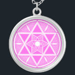 Bright Rosa Star of David Silverpläterat Halsband<br><div class="desc">Roligt rosa Star of David design.</div>