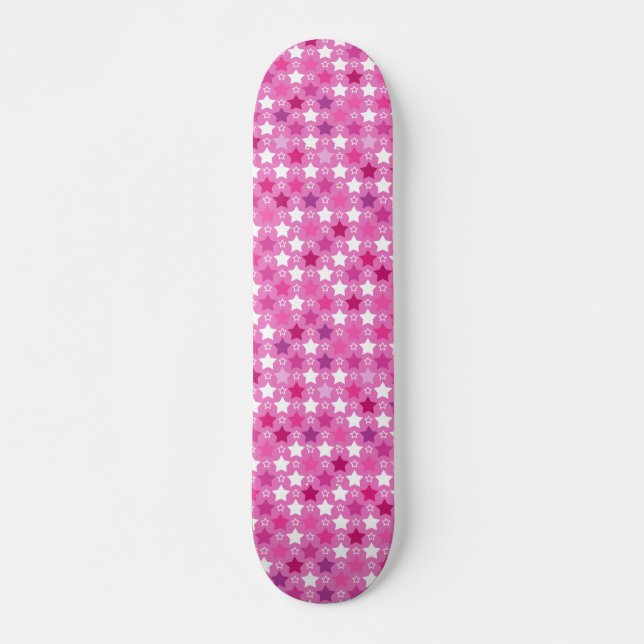 Bright Rosa Starry Night Mini Skateboard Bräda 18,5 Cm (Framsida)