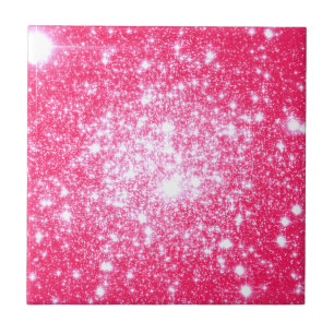 Bright Rosa Stars Kakelplatta