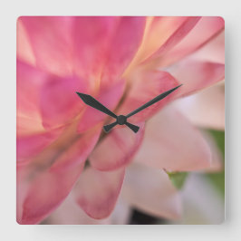 Bright Rosa Strawblomma Fyrkantig Klocka