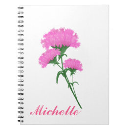 Bright Rosa Summer Carnations Anteckningsbok