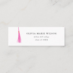Bright Rosa Tassel Studenten Namn Card Mini Visitkort