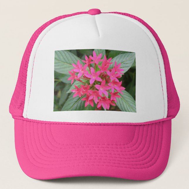 Bright Rosa Tropical Flowers Hat Truckerkeps (Framsida)