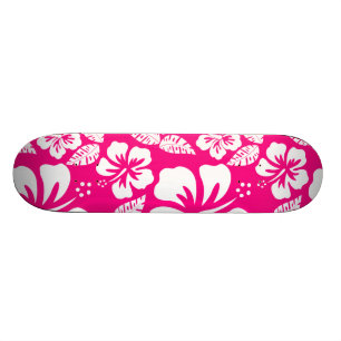Bright Rosa Tropical Hibiscus Flowers Mini Skateboard Bräda 18,7 Cm
