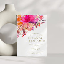 Bright Rosa Watercolor Blommigt Bröllop White