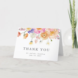 Bright Rosa Watercolor Botanical Pastel Bröllop Tack Kort