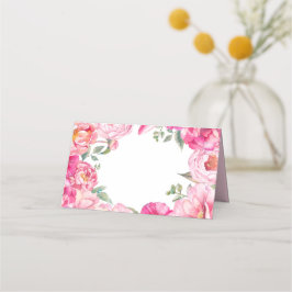 Bright Rosa Watercolor Peonies Blommigt Bröllop Placeringskort