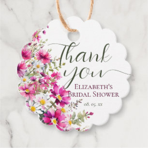 Bright Rosa WildblommBlommigt Boho Möhippa Gåvor Etiketter